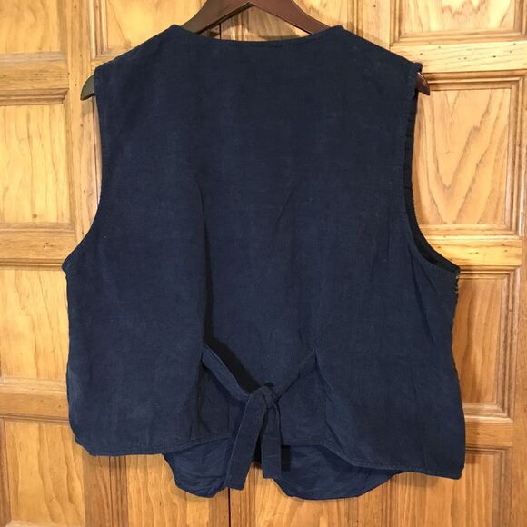VTG. Bobbie Brooks Floral Corduroy Vest Women's XL Autumn Fall Leaves Tie Back - Picture 7 of 9